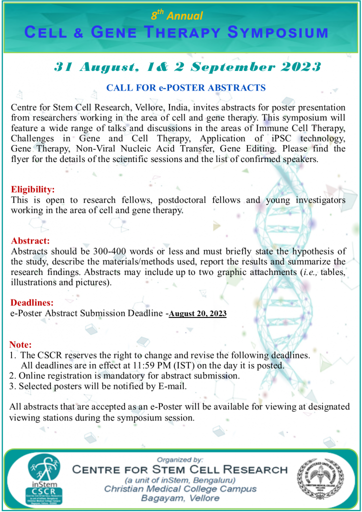 Call For Abstracts 2023 8th Annual Cell And Gene Therapy Symposium 0078